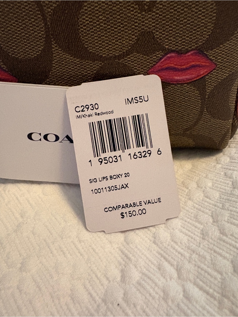 Coach Signature Khaki/Redwood Lips Boxy 20 case/wristlet - Picture 7 of 10